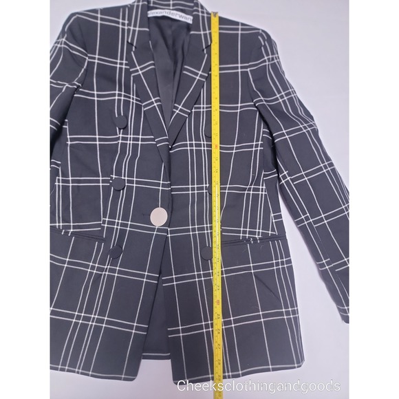 Alexander Wang Plaid Double Breasted Blazer Black White Zip Sleeve Women - Picture 5 of 12
